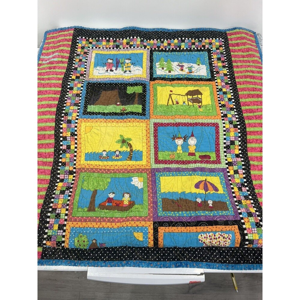 Play Date Children Playing Play Ground  Kids Cotton Quilt Riverwoods 24"